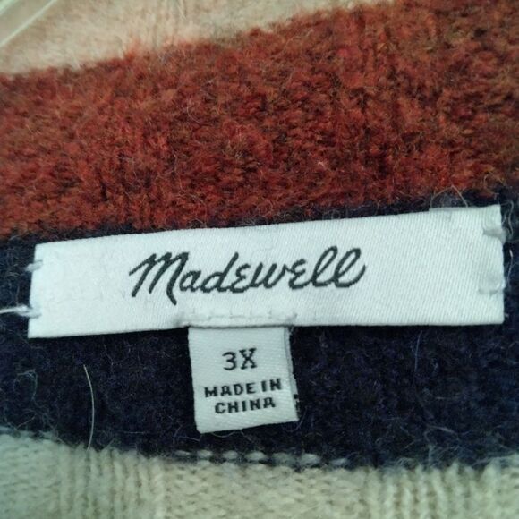 Madewell striped turtle neck sweater multicolor Mock neck size 3X - Picture 10 of 10